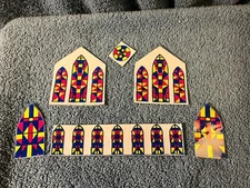 Vintage Plasticville O /S/HO scale Church Stain Glass Window Set (k)