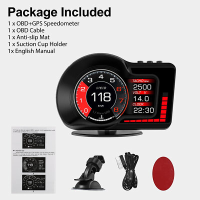 METURA HUD Tachimetro GPS OBD2 Per Auto | Display Digitale Con Misuratore Di Pendenza E Angolo | Versione Inglese | Per Veicoli 2008+ - 3