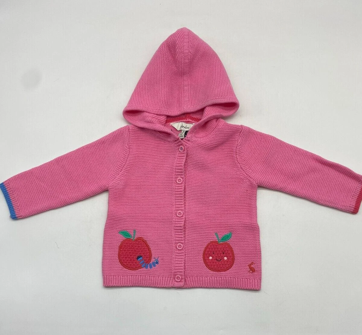 Joules Baby Cardigan Charmford Apple Pink Knit 100 Cotton AYL001 NG