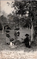 1903 Children Bonfire Orchard halftone J J S124 In The Forest Postcard undivided