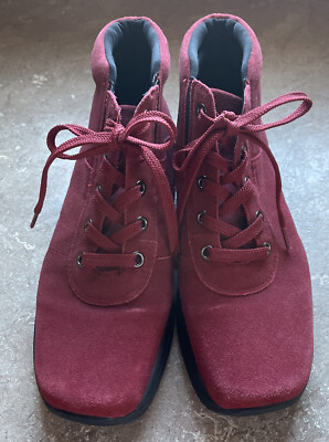 Keds Women's Lace-up Red Suede High Top Shoes Size Great