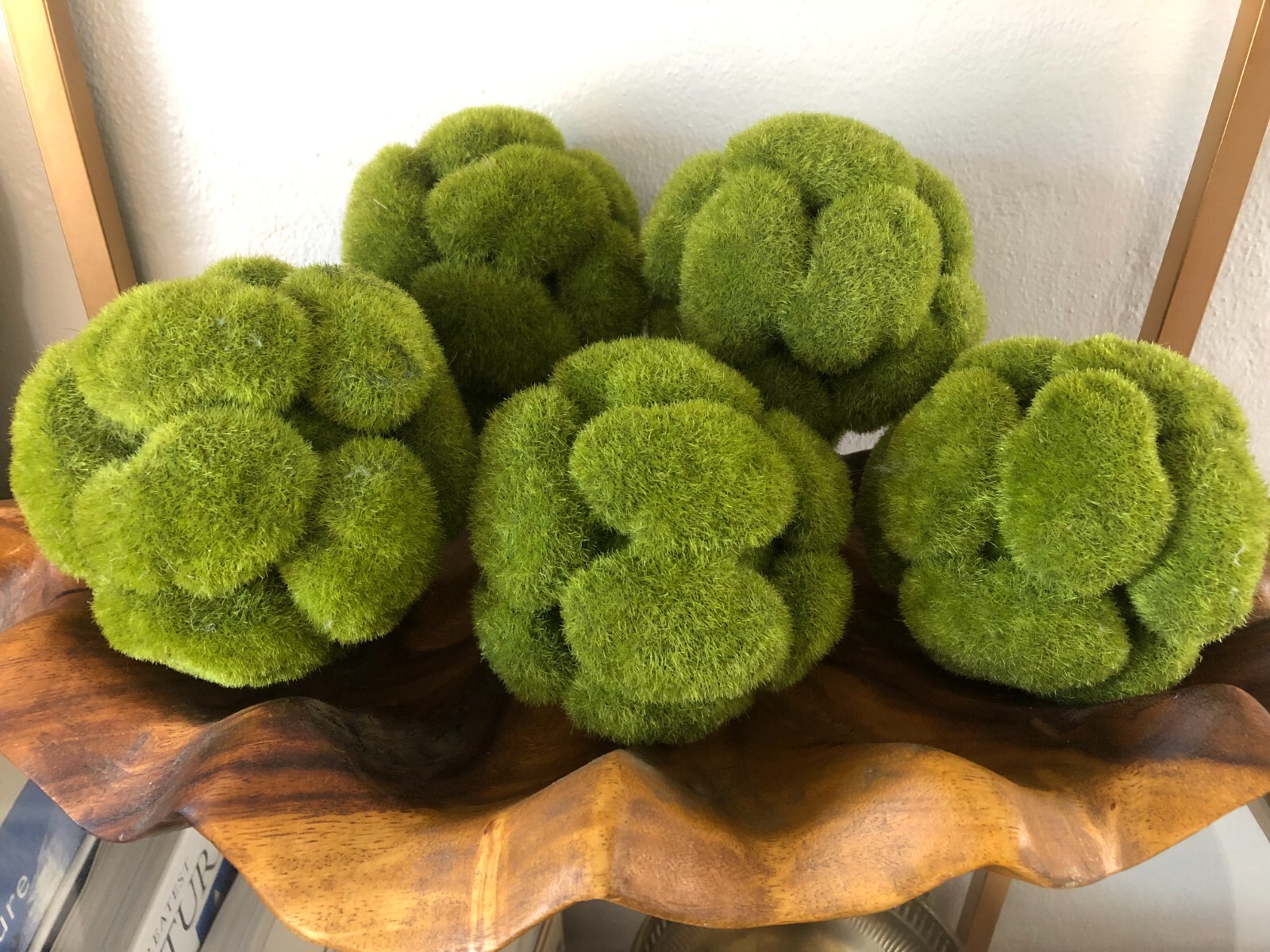 Decorative Green Moss Balls 16" Set of 5 Artificial Faux Green Moss