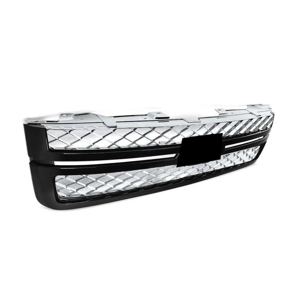 Glossy Black Front Grille w/ Chrome Mesh For 2011-2014 Chevy Silverado 2500HD Foto 3 de 4