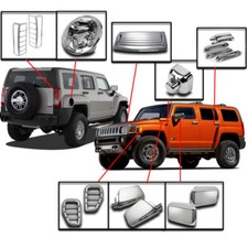 06-10 Hummer H3 Chrome Cover Trim 24pcs Combo Side Mirror Hood Deck Vent Antenna 06-10 Hummer H3 Chrome Cover Trim 24pcs Combo Side Mirror Hood Deck Vent Antenna