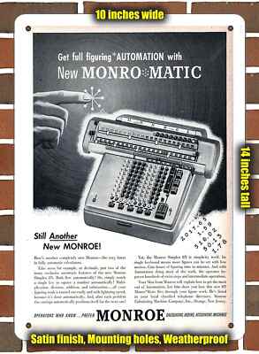 Metal Sign - 1954 Monro-Matic Simplex 8N Calculator- 10x14 inches