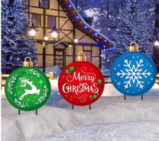 3 Pack Metal Christmas Yard Signs Decor Christmas Yard Stakes Outdoor Metal Xmas