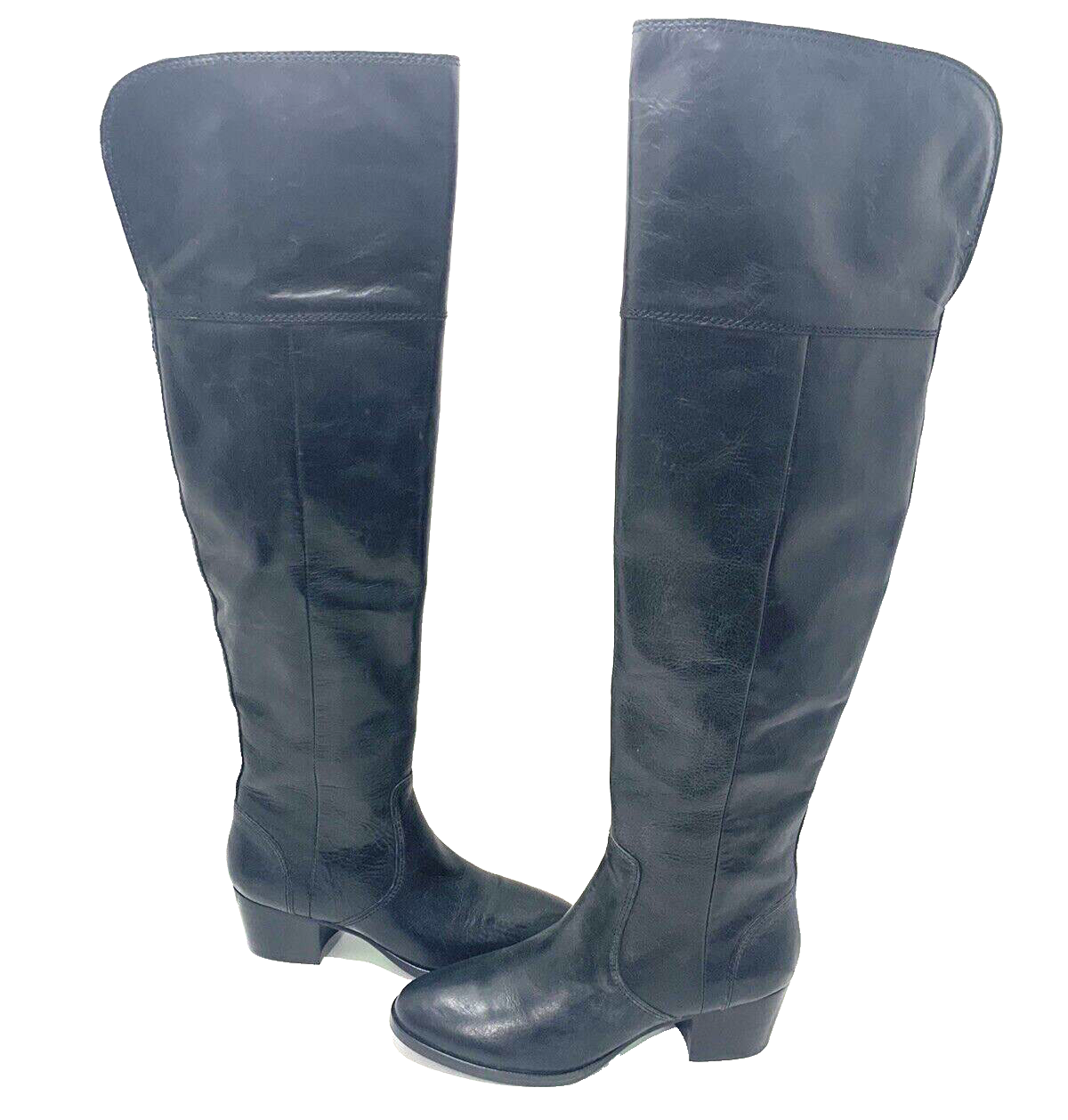 Frye Shirley Over The Knee Riding Boot Black Leather Zip Engineer OTK 5.5