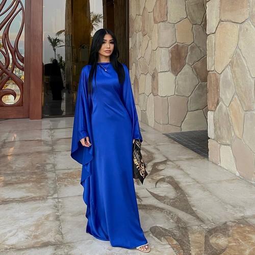 Batwing Sleeve Kaftan Dubai Women Evening Long Dress Abaya Muslim Robe Prom Gown - Picture 46 of 51