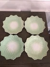 Vintage Anchor Hocking Milk Glass Lotus Plates Lot Of 4 Green 8” Round