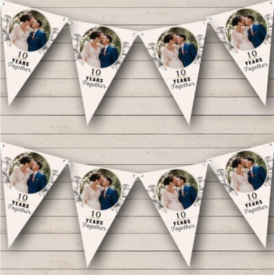 Iris-Lilie Vintage Blumen Hochzeitstag Foto personalisiert Banner Wimpelkette