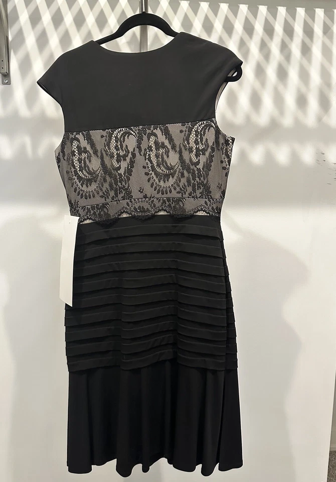 $138 Vestido JAX Negro Talla 12 Nuevo con Etiquetas Floral Encaje Midi Funda Forrada ETIQUETAS NEGRAS Foto 2 de 4