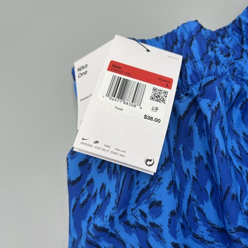 Nike One Kids Standard Fit Animal Print Shorts. Dri-Fit, Blue, Sz Lg. FQ4527-435 - Picture 8 of 9