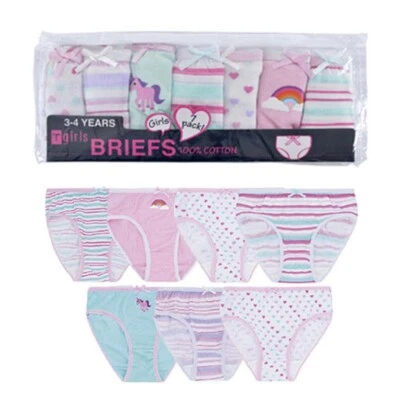 TOM FRANKS Girls Knickers Pack Of 7 Multi Print & Plain Cotton Blend Underpants Briefs 2-8y