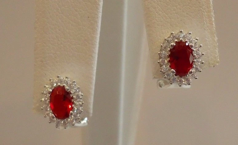  精美 925 纯银项链吊坠和耳环实验室钻石和红宝石 — 第 4/4 张图片