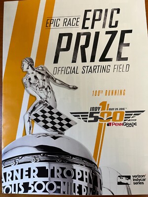 INDY 500 INDIANAPOLIS MOTOR SPEEDWAY PROGRAMM USA HEUTE 100. RENNSTARTAUFSTELLUNG