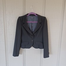 Hobbs London Women Wool Blazer Jacket Size 10 Two Button Front Color Black