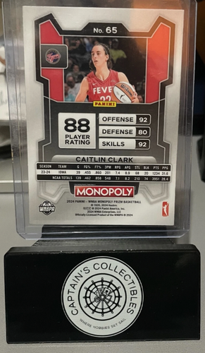 2024 Panini Prizm Monopoly WNBA Basketball Caitlin Clark Rookie #65 - Picture 2 of 2