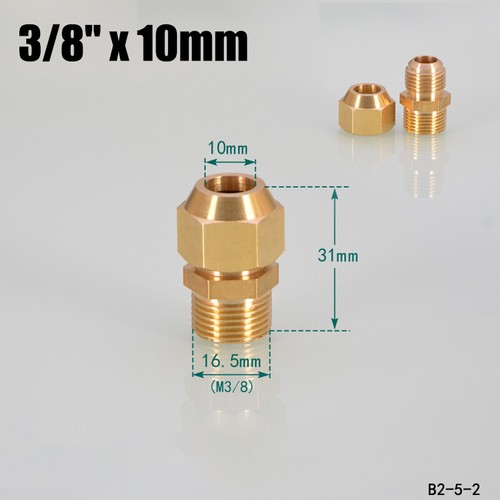 1/8" - 1/2" Flared Fittings Brass Connector Fitting Air Fitting With Nuts 6-12mm - Picture 19 of 23