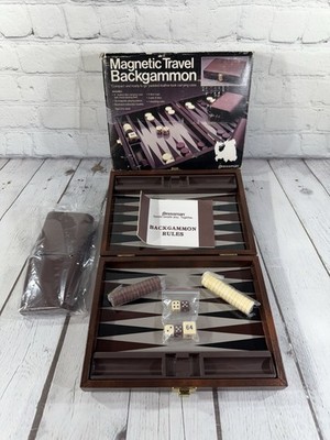 PRESSMAN 1983 Magnetic Travel Portable Backgammon Faux Leather Case NEW!
