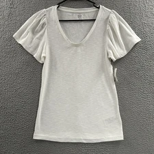 Gap Womens Top White Size Medium Tall Rib Tee Stretch Cotton Blend