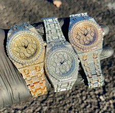 Men's Gold/White Gold/Rose 43mm ICED-OUT Octagonal Hiphop Luxury Quartz Watch