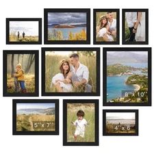 Black Picture Frames Collage Wall Decor 10 Pack, Gallery Wall Frame Set for W...