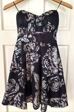 NWT Guess Strapless Mini Dress Size 3 Black Metallic Floral Cocktail Quiet Lux