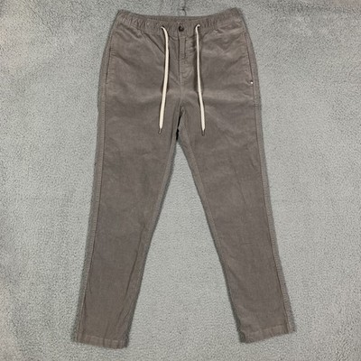 Vuori Optimist Pant Men's Medium M Shiitake Gray Corduroy Drawstring Tapered Leg