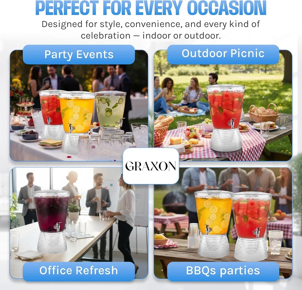 Dispensador de bebidas de plástico grande de 2,5 galones para fiestas #R050 Foto 3 de 4