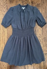 Nine West Womens Gray Lined Ruffle Blouson Mini Dress Size M