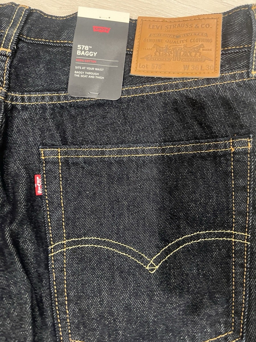 Levi's 578 Baggy Denim Big E Red Tab Jeans Men's Size 36 X 30 Blue