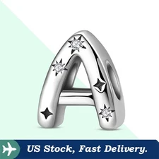 KUNSIR 925 Sterling Silver Letter A Charm For Bracelet Or Necklace Pendant Charm