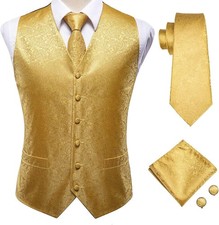 Mens Silk Paisley Suit Vest Tie Set Formal Tuxedo Waistcoat for Wedding Party