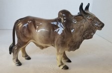 Vintage Ceramic Glossy  Brahma Bull Figurine  5 1/4" Tall