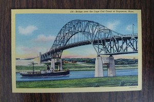 Sagamore, Massachusetts, Bridge Over the Cape Cod Canal, Linen Postcard 
