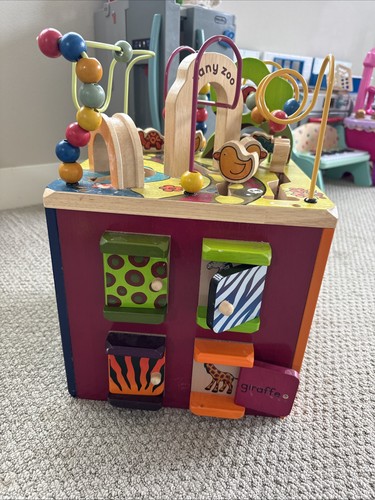 My Busy World ~ WOOD LEARNING ACTIVITY CUBE ~ Toy ~ABC’s , Matching , Pull Doors