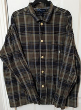 Polo Ralph Lauren Sleepwear Brown Plaid Button Up Cotton Shirt Men's XL