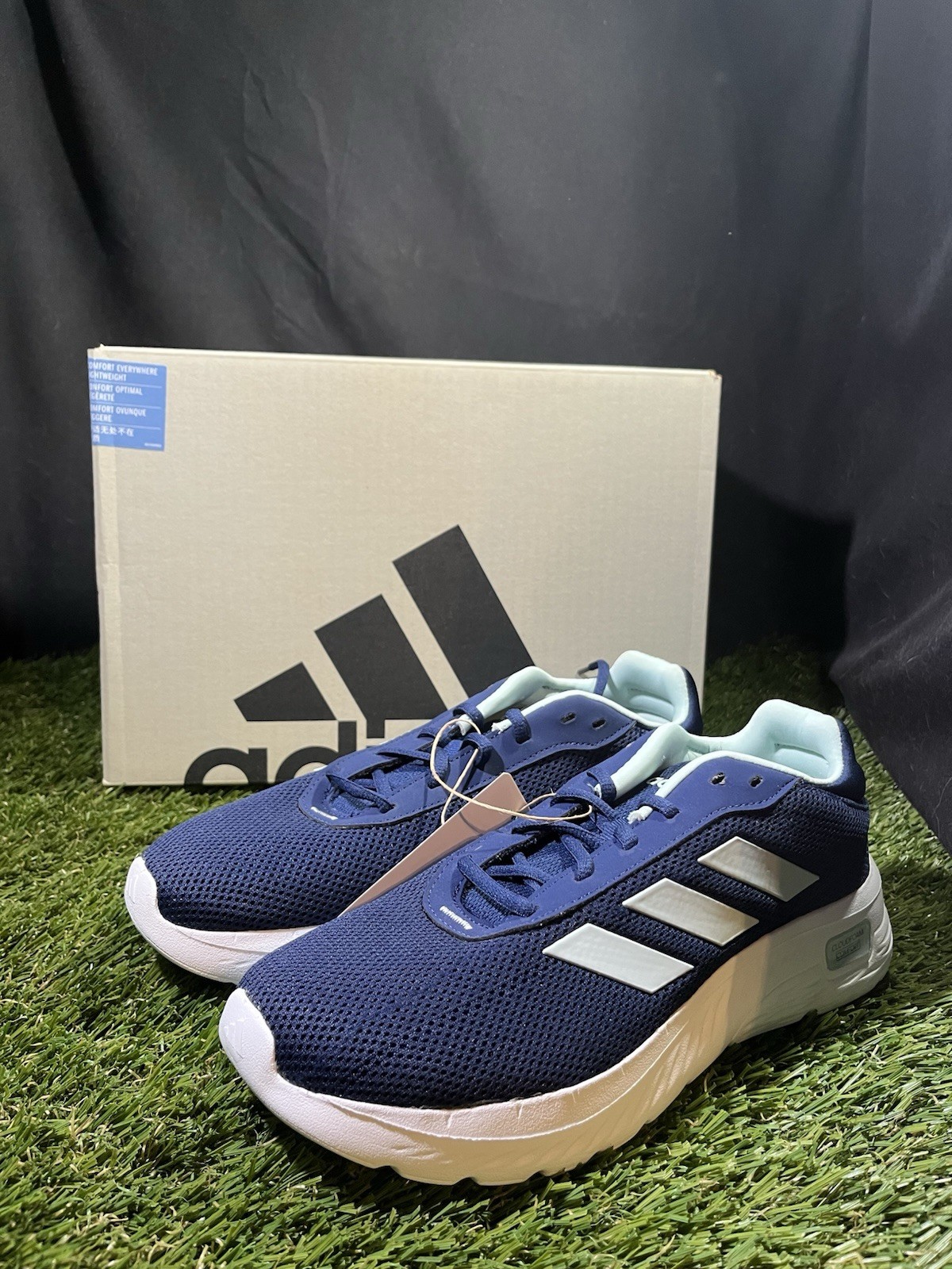 adidas Cloudfoam Comfy Women's Everyday Ultra-Light Running Shoes Blue White new
