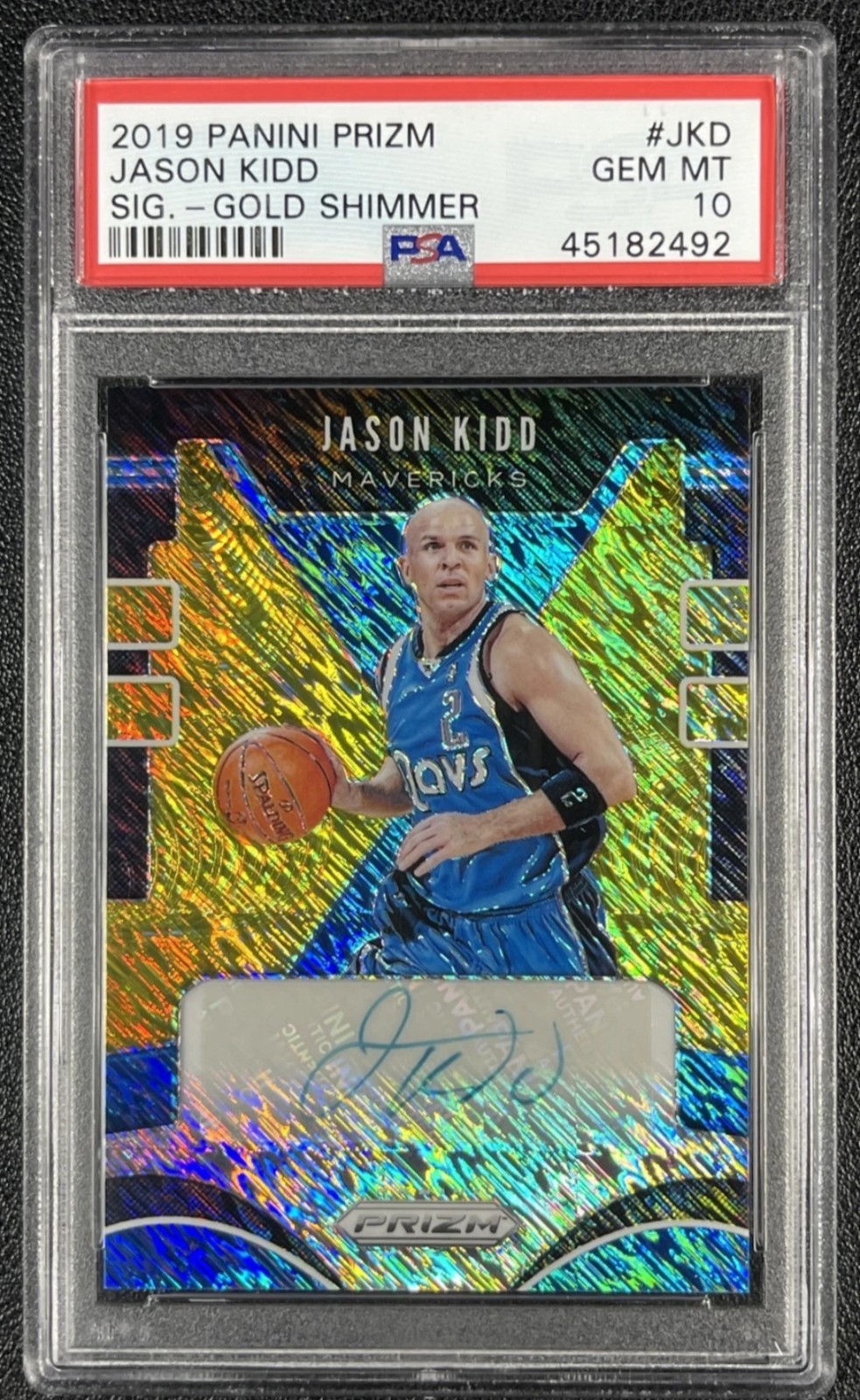 2019-20 Panini Prizm Jason Kidd Gold Shimmer Auto /10 #SG- JKD PSA 10 Mavs HOF
