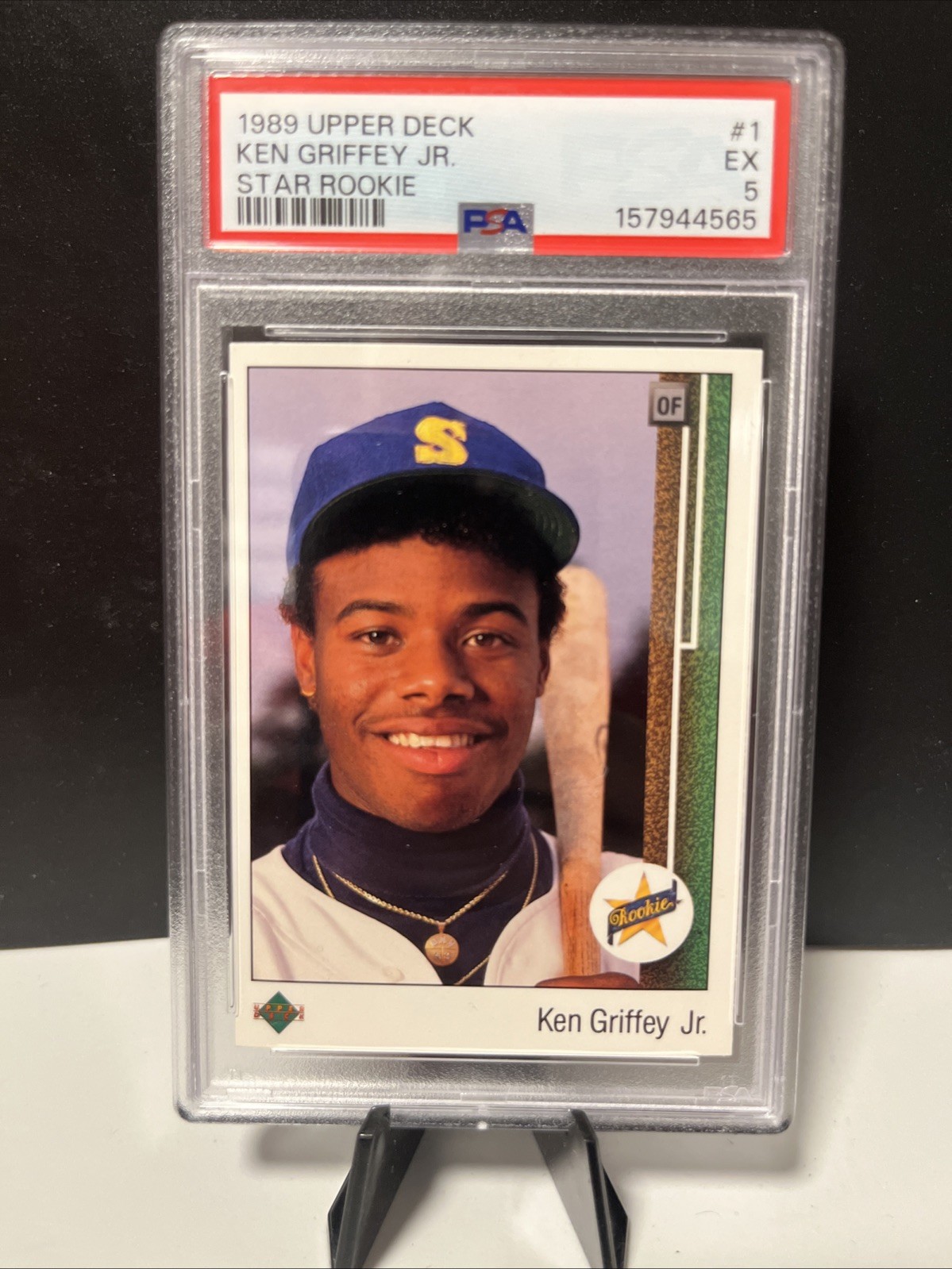 1989 Upper Deck PSA5- Star Rookie Ken Griffey Jr #1 (RC) view 2