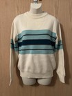 Vintage Mergers Ivory Green striped crew neck pullover sweater mens Small — photo 1