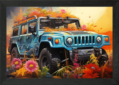 Hummer H1 car Framed Wall Art Poster Canvas Print Picture