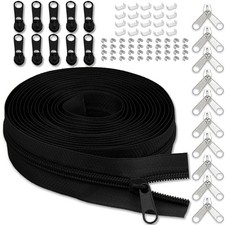 Nylon Zipper Tape for Sewing 10 Yards Black Zipper Tape No. 5 Continuous PC