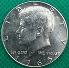 Silver 1965 BU Silver Kennedy Half Dollar- FREE SHIPPING(622g)