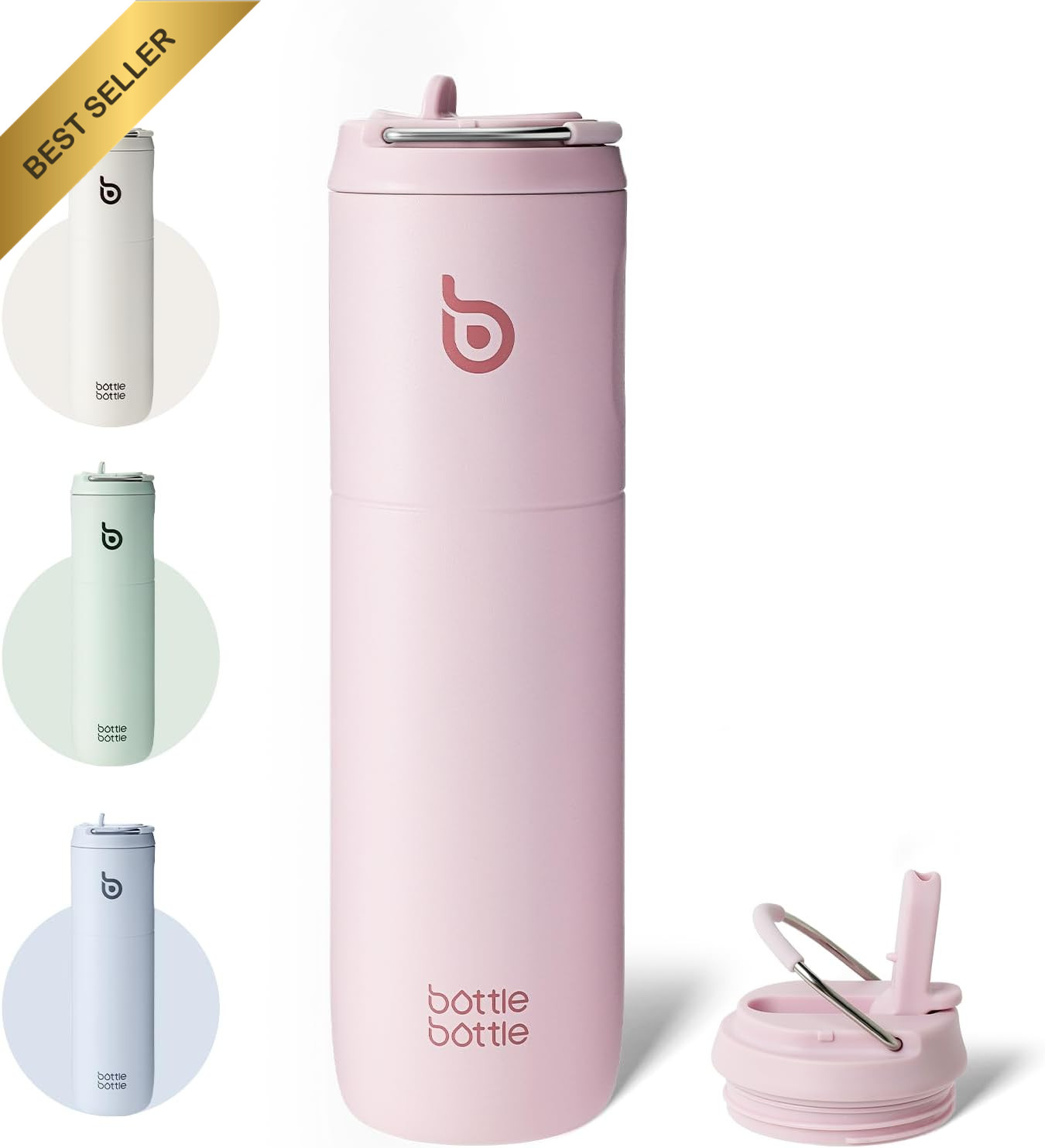 Insulated Water Bottle 24Oz with Straw Lid and Handle for Sports Travel Gym Stai — image 12