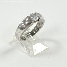 Sterling Silver 5.9mm Clear Round CZ Ring Sz 8, 7.63g