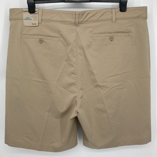 Reebok Golf Shorts Mens 46 Beige Pleated Stretch Performance Chino - Picture 3 of 12