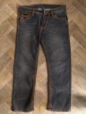 True Religion Rocky Jeans Men's W36 Grey/Black- Orange Relaxed Straight