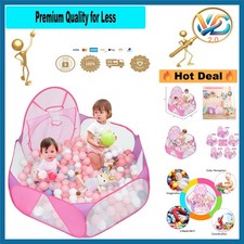Pink Kids Ball Pit Large Pop Up Playhouse with Basketball Hoop   Portable, Sa...