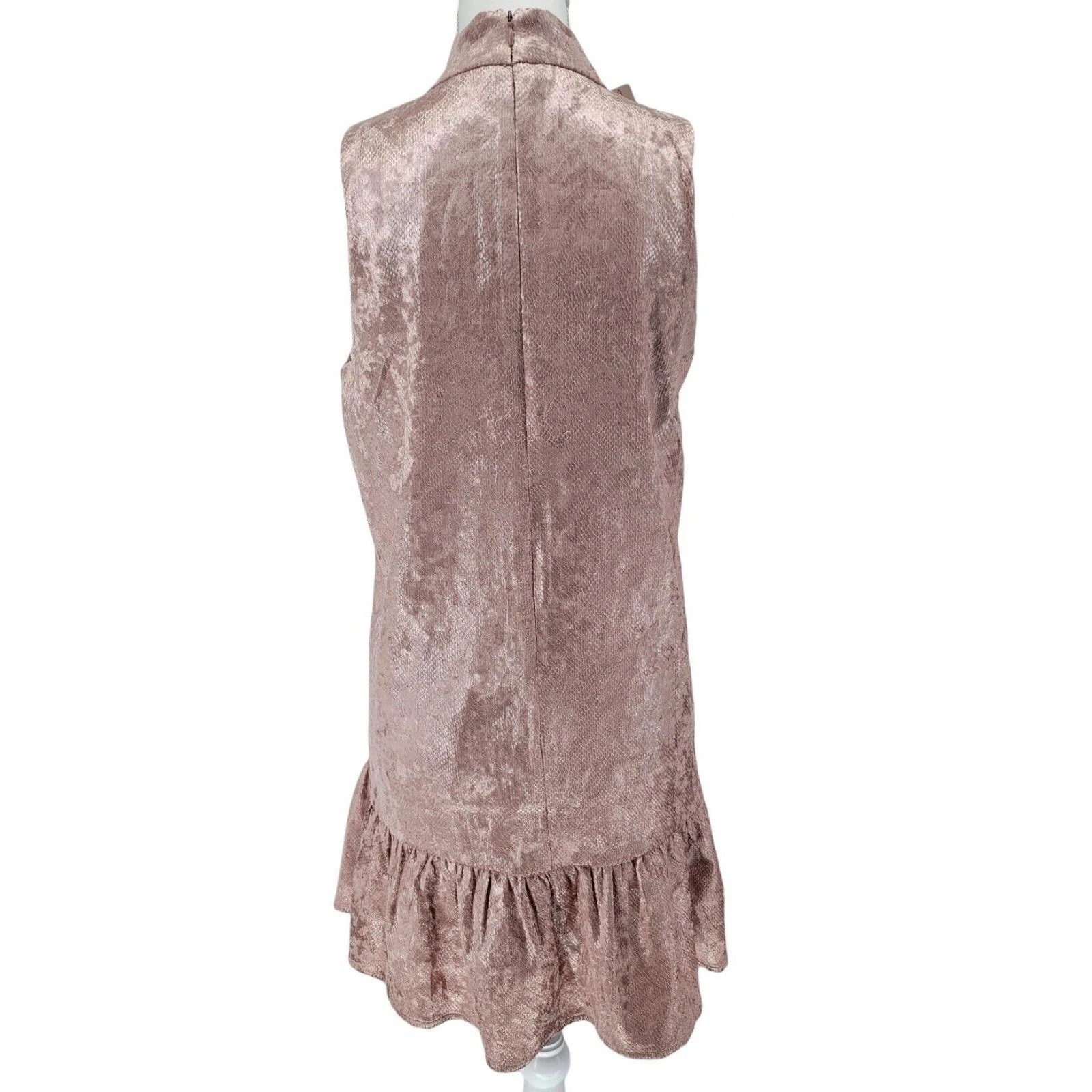 VETEMENTS TCEC Blush Rosa Velluto Finto Collo Ruffle Mini Abito Festa Matrimonio Glam Taglia M